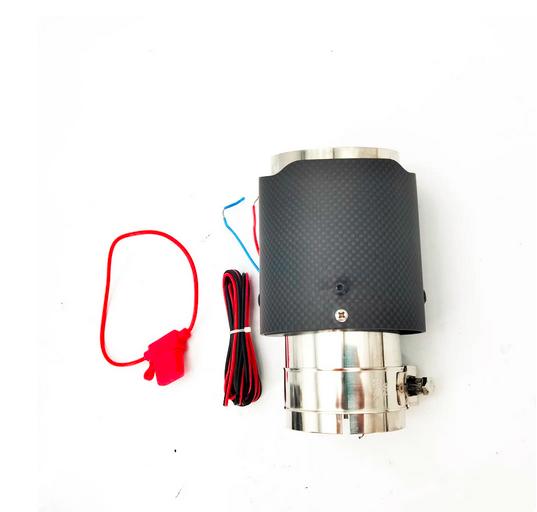 63-89mm Car Real Carbon Fiber Matte Black Exhaust Tip Muffler w/ Red LED Light