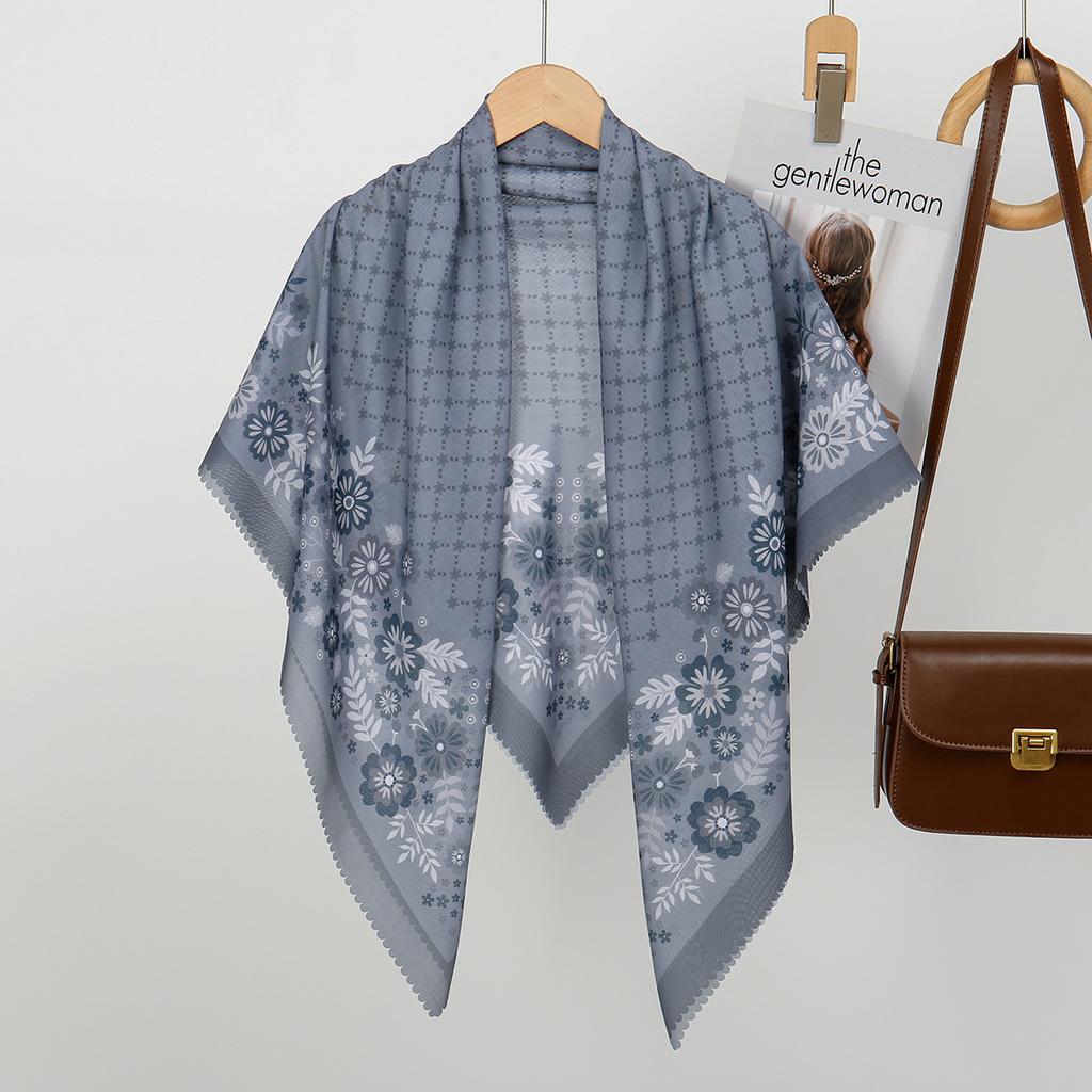 Blumenmuster Wellen Viskose Quadratisches Tuch Muslimische Hijabs Baumwoll Kopftuch Damenmode Malaysia Taschentuch Foulard 110*110cm