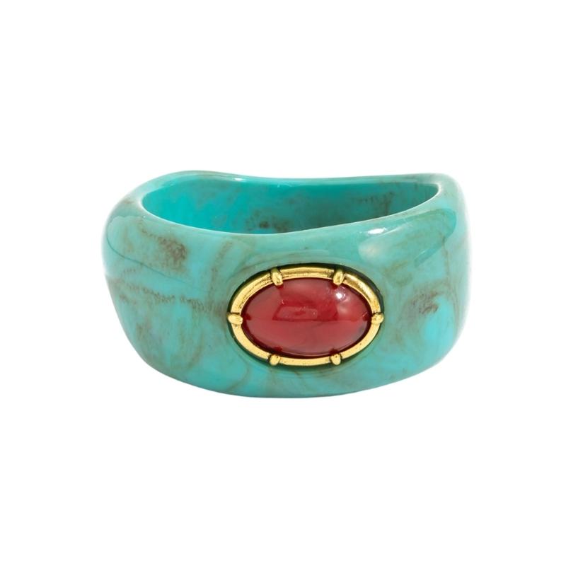 Vintage Inspired Irregular Curved Resin Bracelet Irregular Punk Stackable Bangle For Fashion Enthusiasts синий/зелёный