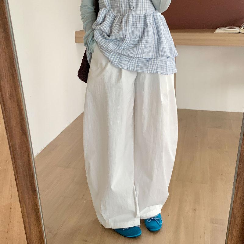 Thirteenth Row Elastic Waist Korean Style Loose Carrot Pants Women 2614 S