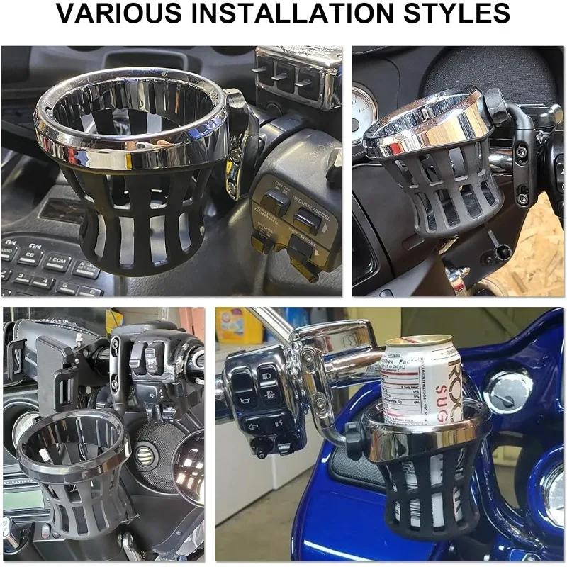 Motorcycle Handlebar Drink Cup Holder Fits Most Cups for Harley Road King Electra Glide Sportster Dyna Softail 1996-UP