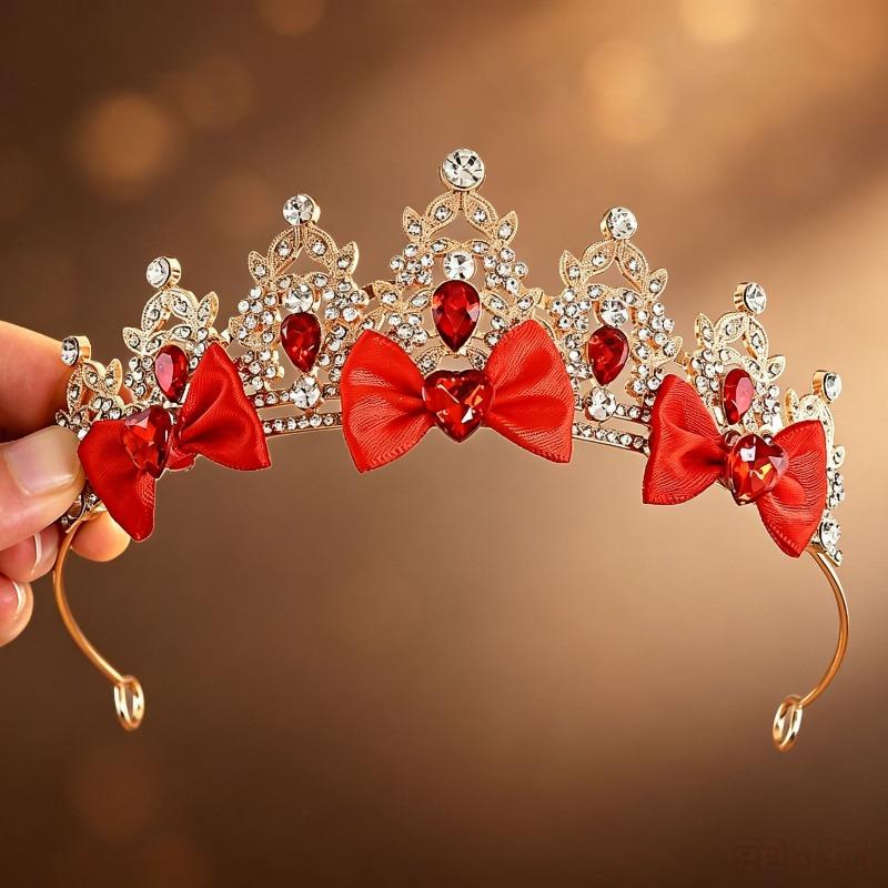 Süße Prinzessinnenkrone Schleife Haaraccessoires Schneekönigin Kopfschmuck Geburtstagsparty Haaraccessoires Hoher Sinn Mädchenkrone