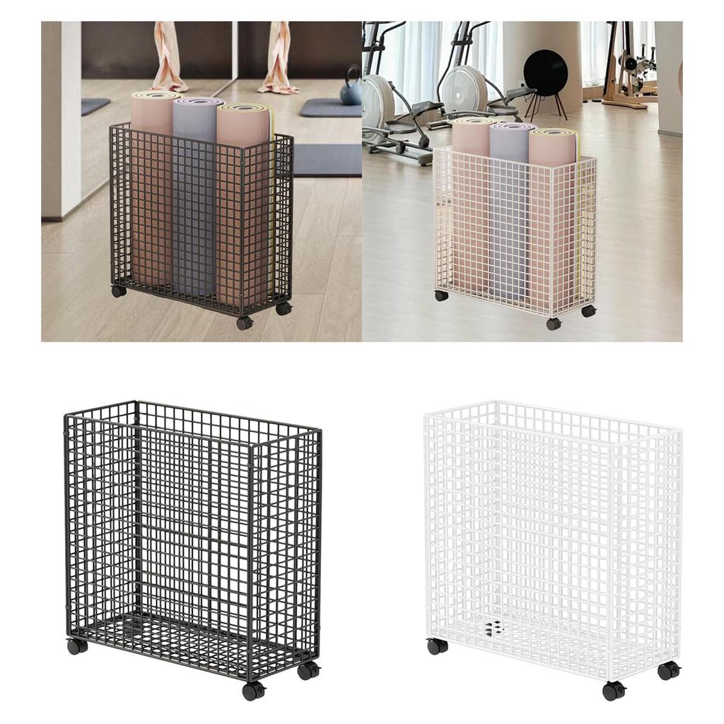 Mat Storage Cart Multifunction Breathable Rack Organizer Basket for Dorm Room Foam Roller Workout Block Resistance Bands