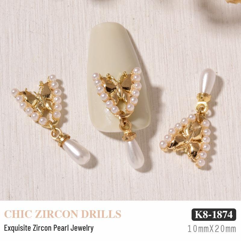Luxurious Zircon Diamond Bow Nail Art Decorations - Japanese Style