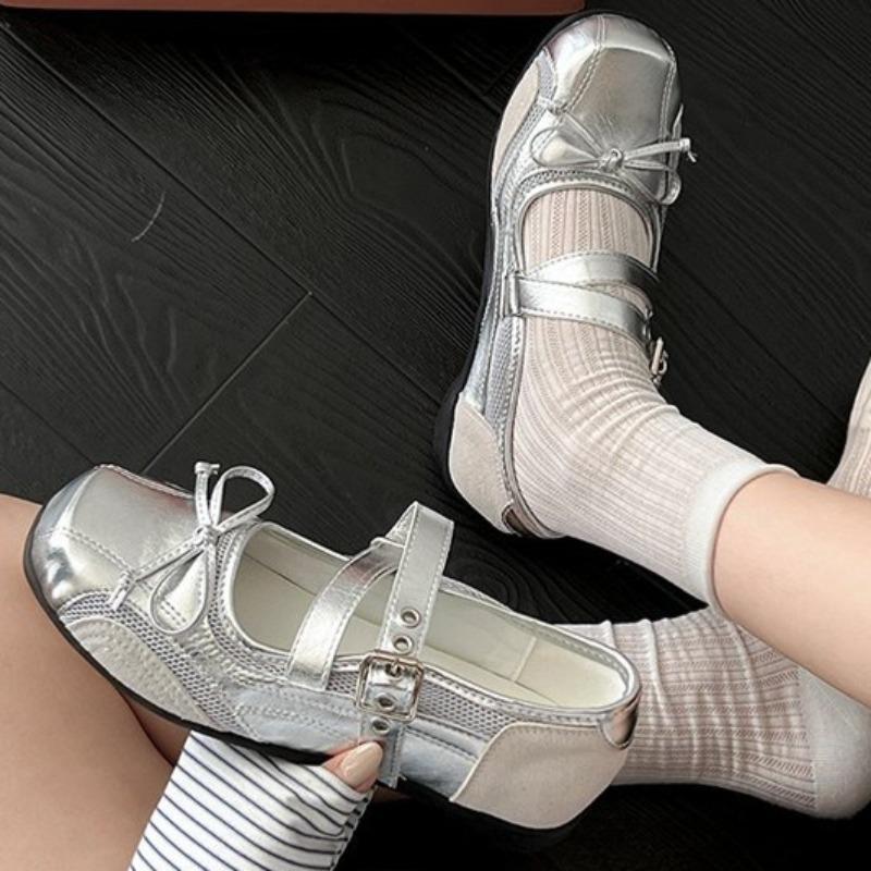 Fashion Square Toe Shallow Mouth Flat Single Shoes Women's Xia 2025 New Butterfly E Sister with Skirt Soft Sole Mary Jane Shoes