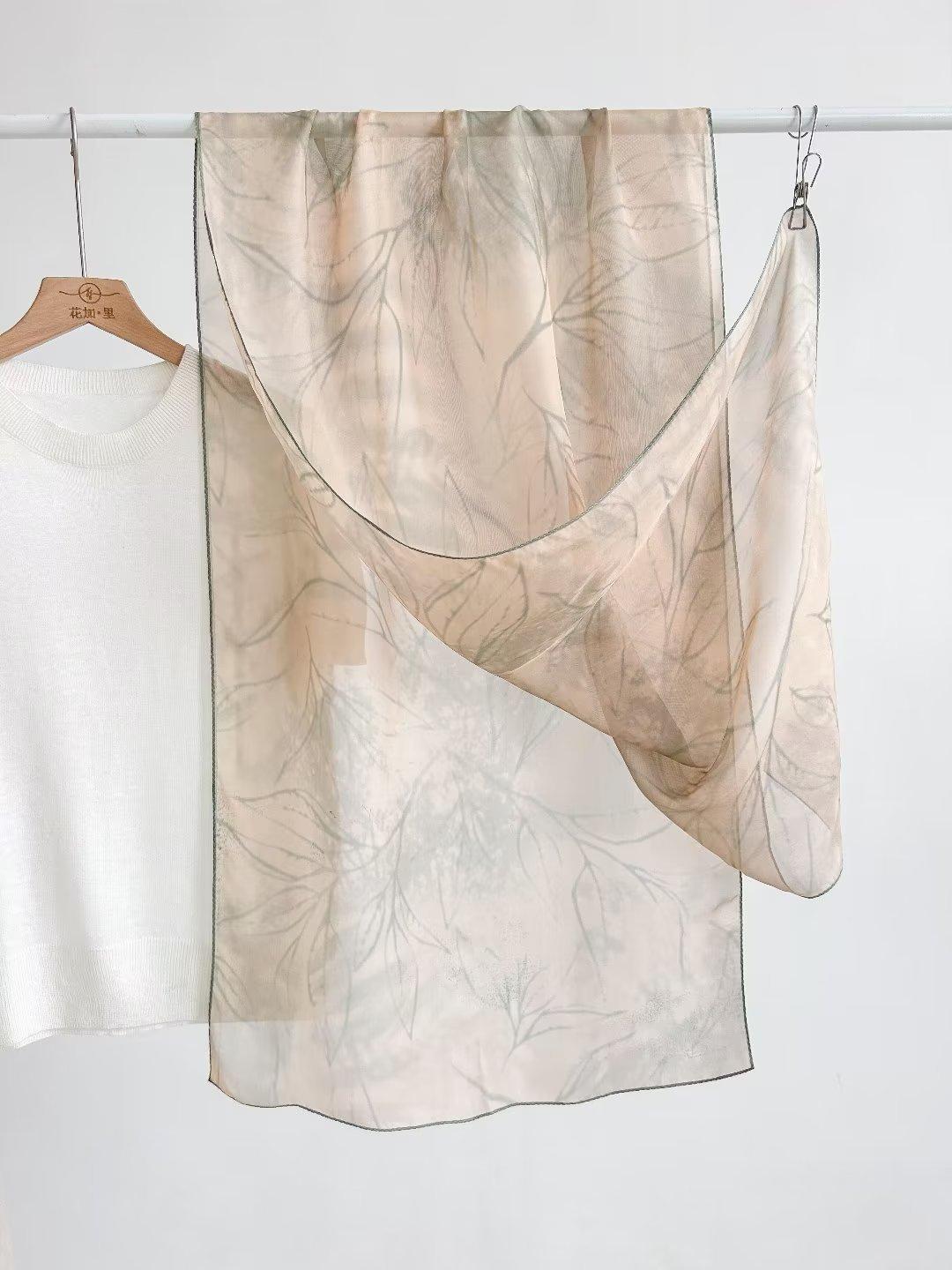 Newest Natural Mulberry Coloured Head Scarves Pure Mulberry Silk Scarf Long Adjustable Silk Coloured Scarf