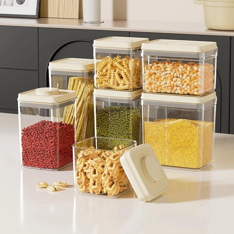 UFORU Kitchen Press-type Vacuum Sealed Jar Food-grade Moisture-proof Grain Storage Box Plastic Storage Jar for Snacks Tea