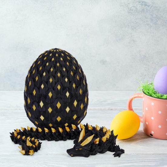 3D Printed Dragon Egg Figurine Movable Joints Luminous Loong Figure Fidget Toy Dragon Egg with Articulated Dragon Inside Decoration Ornament