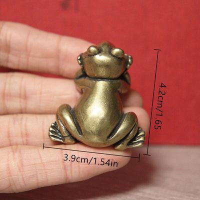 Figuritas en miniatura de rana pequeña de latón, adornos de animales de cobre hechos a mano Vintage, decoración del hogar, decoración artesanal para sala de estar y escritorio