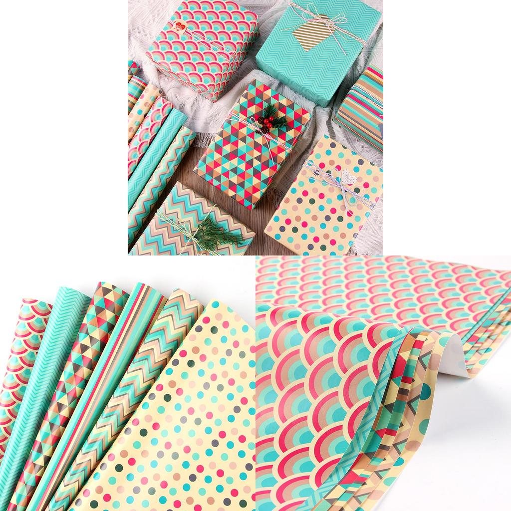 Copperboard Gift Wrap Paper Pack With Colorful Patterns For Special Occasions