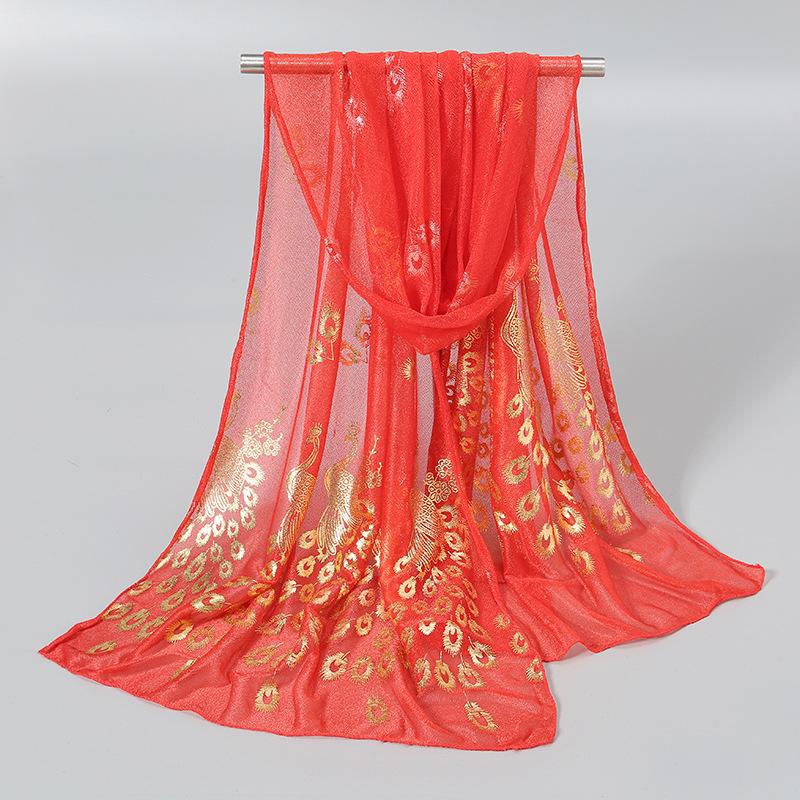 Elegant Temperament Solid Color Printed Scarf Lightweight and Comfortable Travel Scarf for Women