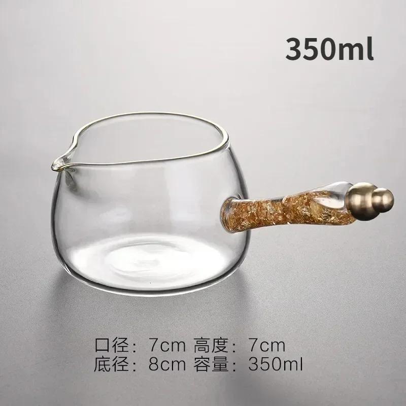 Glass Tea Jug Chinese Kung Fu Tea Set Accessory Water Pitcher Wood Side Handle Teapot Heat Resistant Teaware Coffee Milk Pot