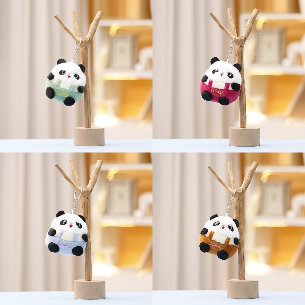 Keychain Panda Fat Cute Cartoon Girl Backpack Decoration Hanging Plush Doll Gift