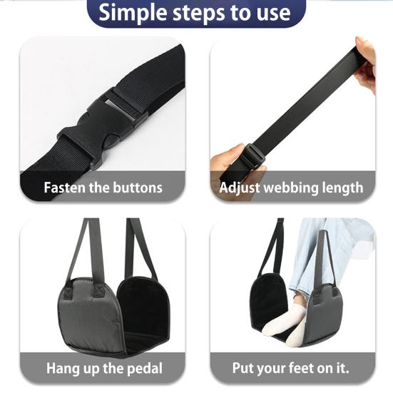 Airplane Foot Hammock Length Adjustable Wide Platform Base Foot Rest Portable Office Under-Desk Feet Relaxing Hammock Travel Essentials