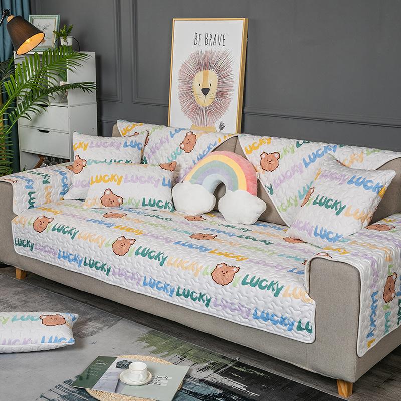 Plaid Sofa Cushion Four Seasons Universal Non-Slip Simple Modern All-Inclusive Anti-Scratching Cute Cushion Set Cover Cloth