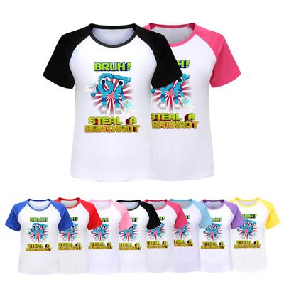 5194 Kids Boys Girls Steal a Brainrot 67 Six Seven Print Raglan Short Sleeves T-Shirt