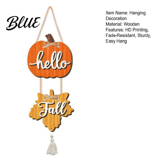Entryway Wall Accent Hello Fall Wooden Door Hanger Pumpkin Maple Leaf Hanging Sign Autumn Harvest Front Decor for Thanksgiving Farmhouse Home