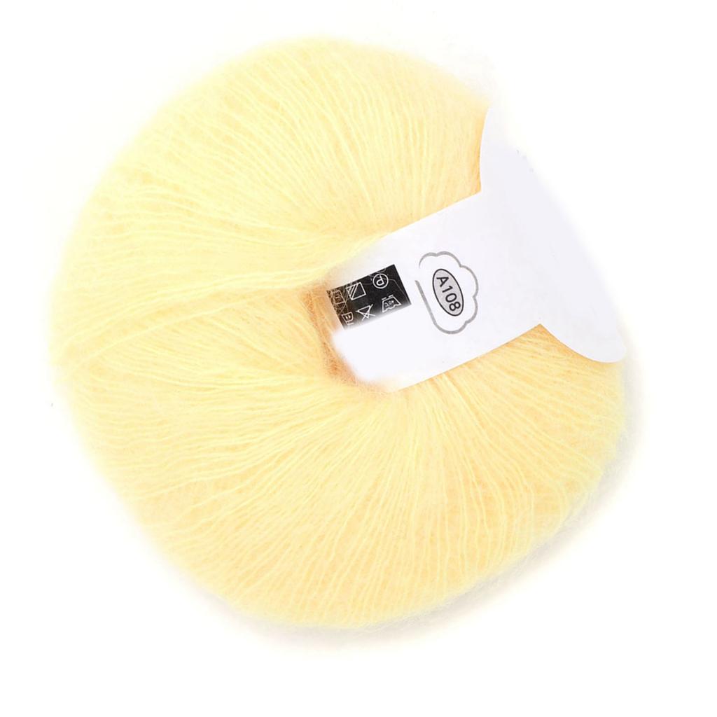Popolare Morbido Mohair Pashm Lavorato a Maglia Angora Filato di Lana Lungo (giallo chiaro)