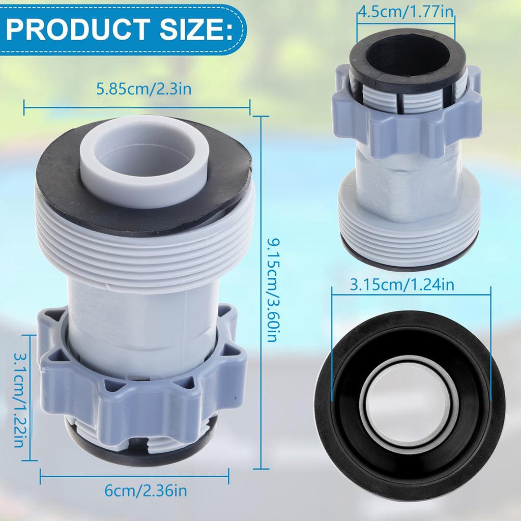 Swimming Pool Hose Adapter For 1.5" To 1.25" Connections for Up Ground Pool Pumps Saltwater Systems Easy Installation