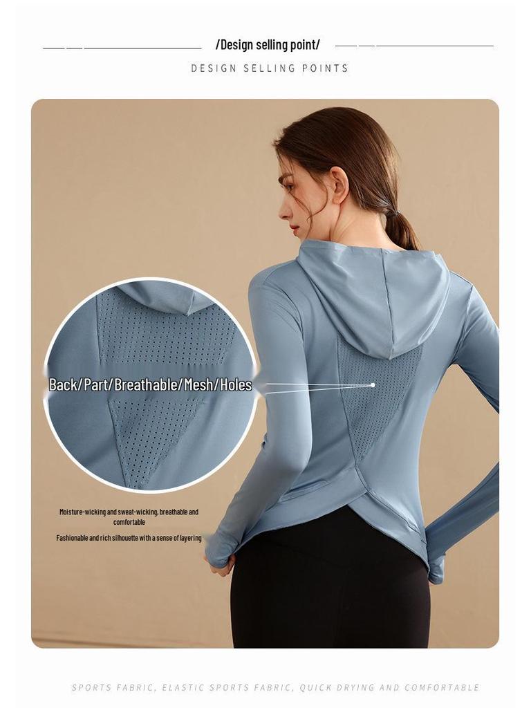 Women's Peach Heart Slim Fit Hoodie - Breathable Long Sleeve Fitness & Yoga Top