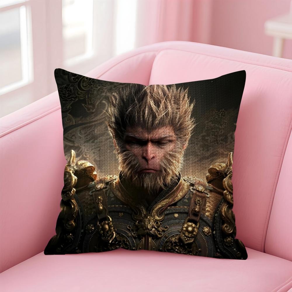 BBlack MythH Game Cushion Cover Natural Linen Pillow Case DoubleSided Print Decorative Sofa Pillowcase Home Decor Gift
