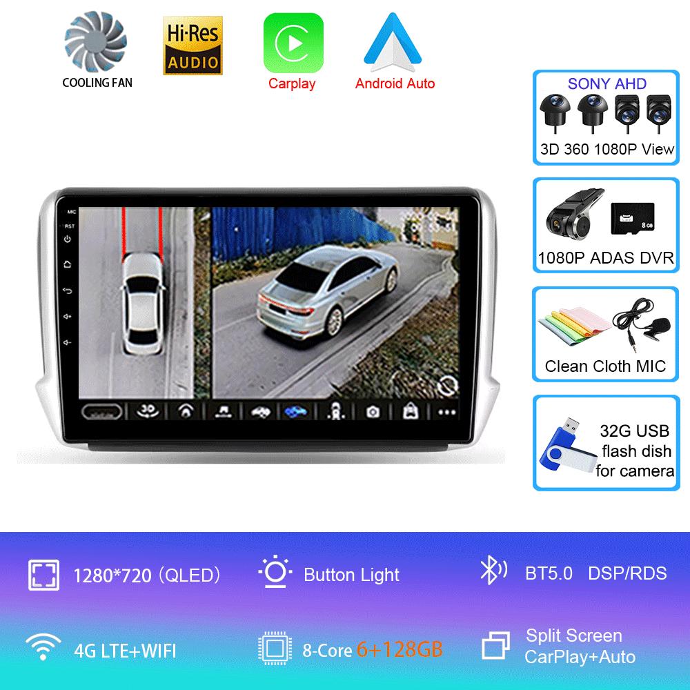 Car Radio Android 14 Carplay For Peugeot 2008 208 Multimedia System 2012 - 2018 Navigation GPS Multimedia Player WiFi+4G Stereo