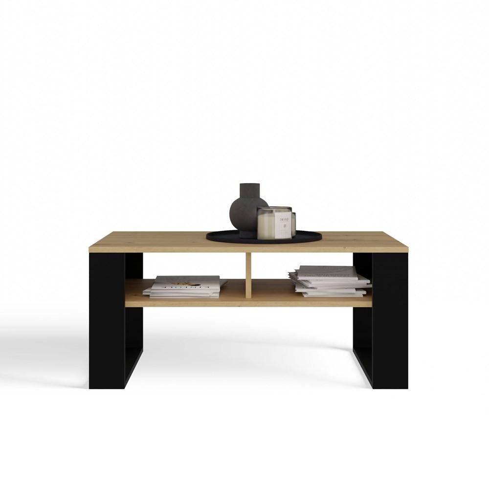 Modern 2P SLIM Coffee Table, Artisan Oak, Black