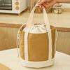 Simple large capacity women's handbag canvas insulated hand-held lunch bag drawstring student insulated lunch bag