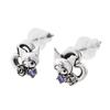 White Clover Kuromi Silver 925 with Cubic Smoked Heart and Flower Sanrio Earrings, Zirconia, Design, Characters, SAKU-P005