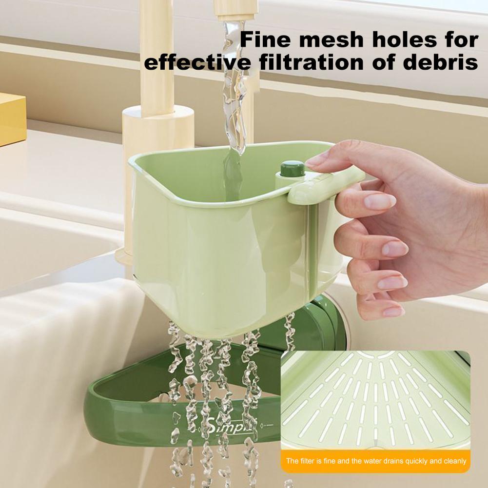 Triangle Suction Cup Sink Corner Rack W/ Drain Hole Detachable Mesh Basket Kitchen Sink Food Waste Catcher Kitchen Tool Gadage