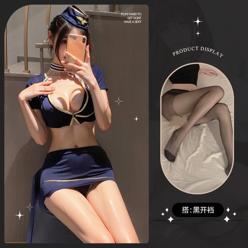 Sex lingerie sexy uniform seduction pajamas tight pure desire small breasts big flight attendant