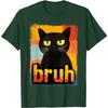Bruh Grumpy Black Cat Meme Graphic TShirt Funny Retro Style Tee for Unisex Women