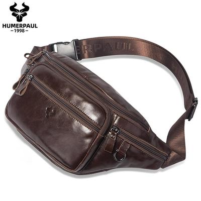 Leather Waist Bag Large Capacity Men Chest Bag