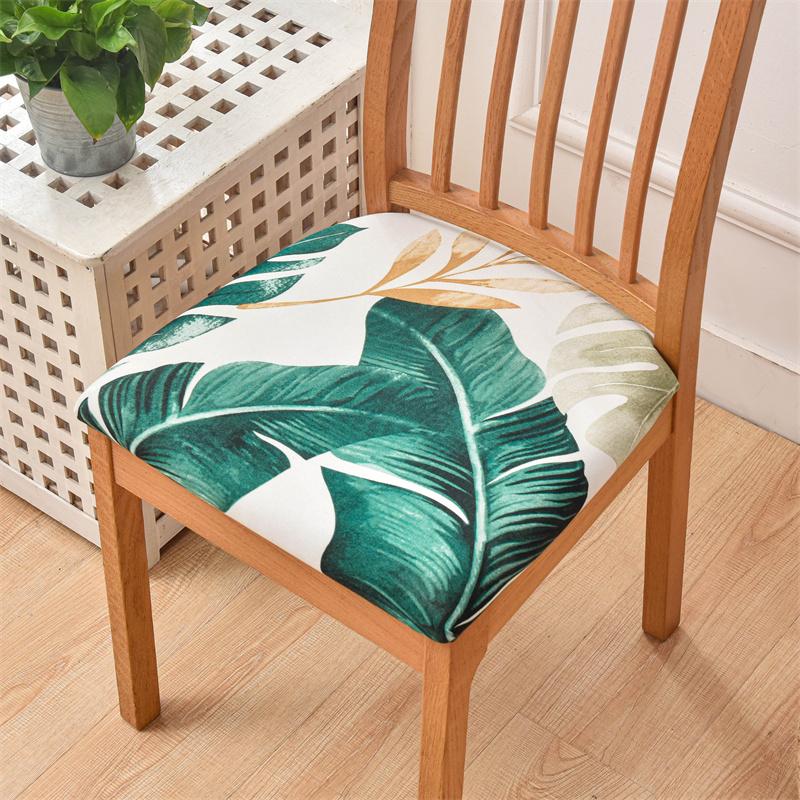 1Pc Elastic Chair Seat Cover Printed Spandex Dustproof Dining Room Chair Cushion Cover Anti Slip Chair  Cover
