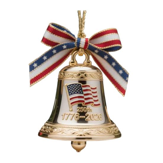 United States 250th Anniversary Bell Ornament Commemorative Patriotic Christmas Tree Hanging Bell Decoration Holiday Party Pendant