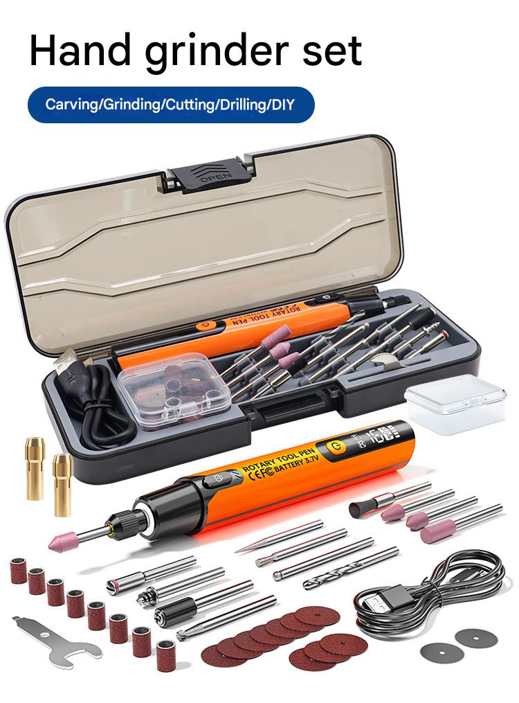 Portable Mini Electric Grinding Pen, Digital Display Cordless Rotary Tool with LED Light for DIY Craft Projects