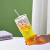 INS-Stil Gestreifter Glas-Trinkbecher mit Deckel