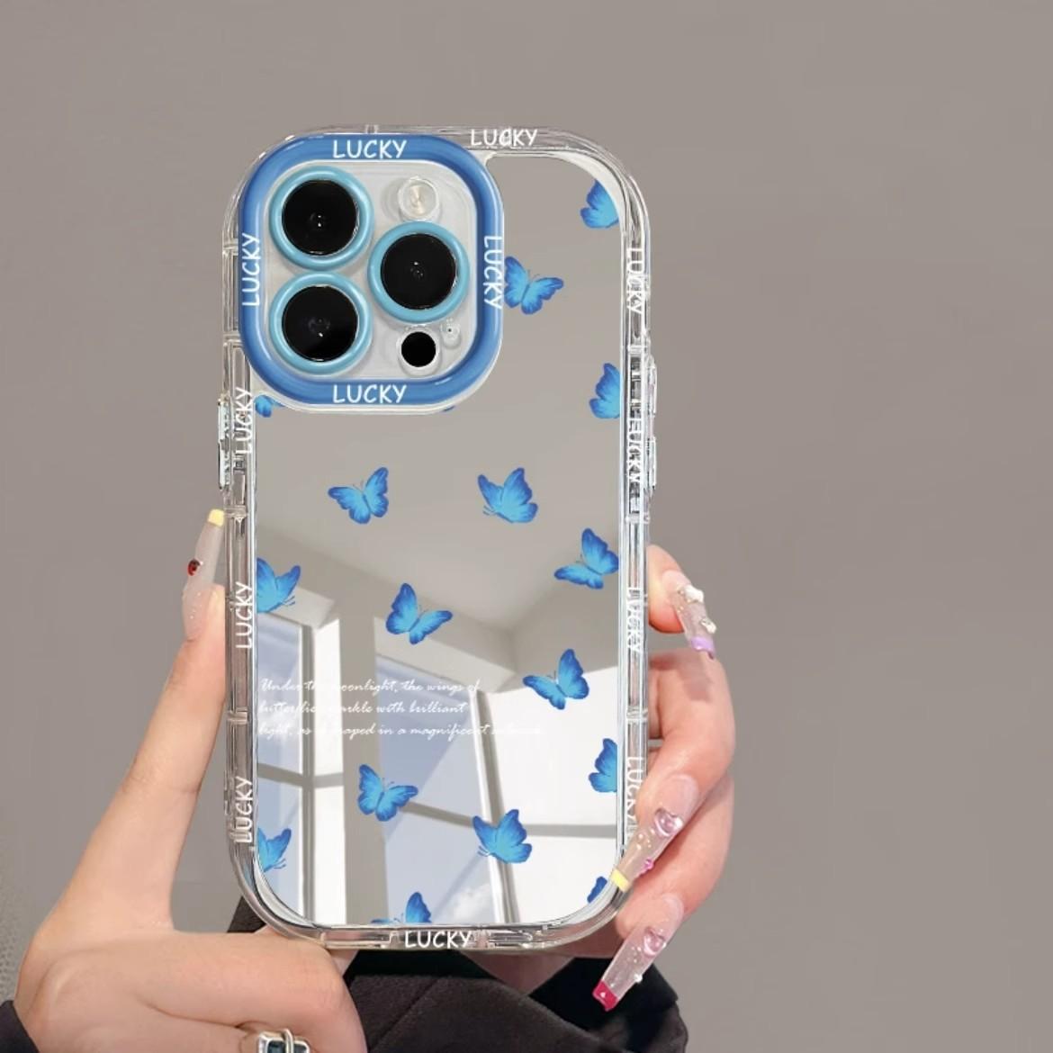 

Ins Полноэкранный Чехол-бабочка Подходит для Чехла для мобильного телефона IPhone16pro Apple 15 Зеркальный кремовый 14/13 Противоударный 11 Apple 16PROMAX