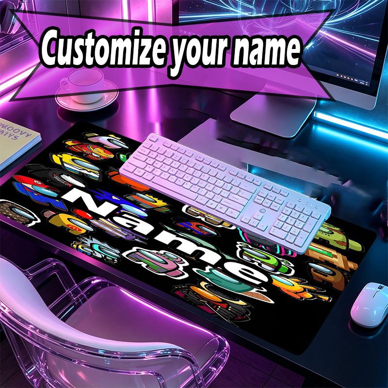 Custom Name Personalized Among Us Pattern Mousepad, Laptop PC Desk Mat, Decorative Desk Mat for Home Keyboard Pad Gift