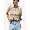 Summer New Product Women's Clothes Vacation Style Decorated Row Button Jacquard Mesh Lapel Sleeveless Knitting Tops 6236021