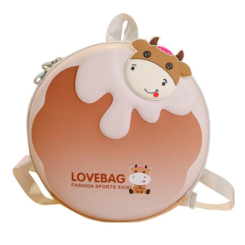 

Unicorn Bear Rabbit Cow Cartoon Animal Children Round Hard Shell Backpack хаки
