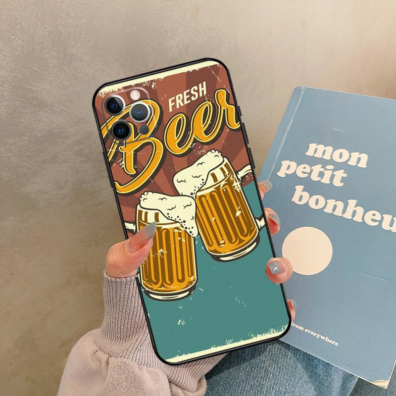 Time Drink Cold Beer Case For iPhone 17 Air 14 16 15 11 12 13 Pro Max 12 mini XR 15 16 Plus 16e Back Cover Shell