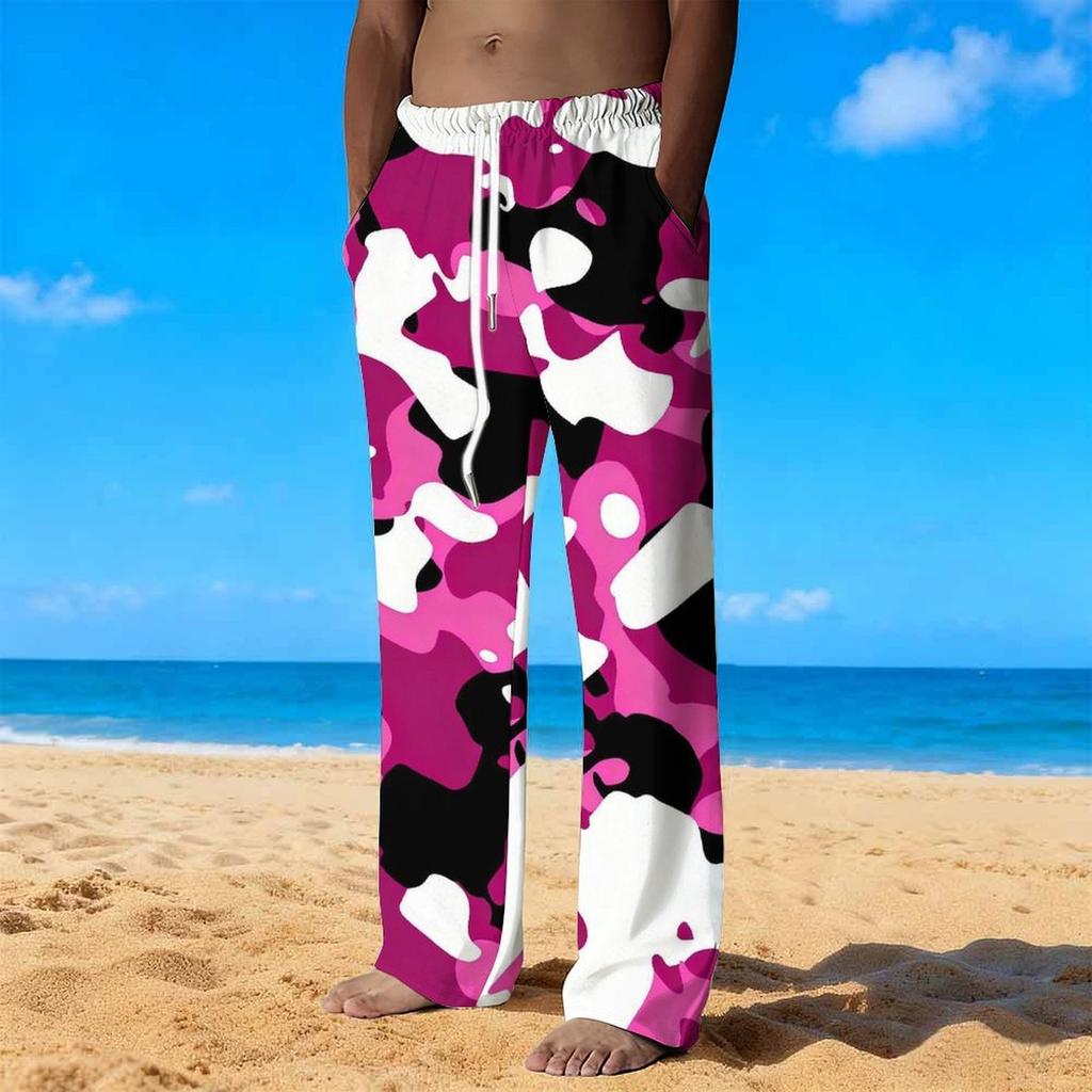 Herren Lockere Lässige Einfarbige Hose Camouflage Muster Gerade Hose