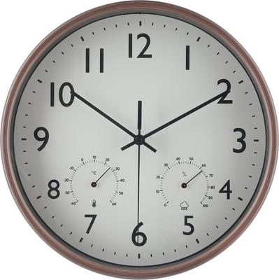 Fujiboeki Ρολόι Τοίχου Πλάτος 25,5 x Βάθος 4,3 x Ύψος 25,5 εκ. Καφέ Miel 28199 Μικρό με Θερμόμετρο και Υγρόμετρο