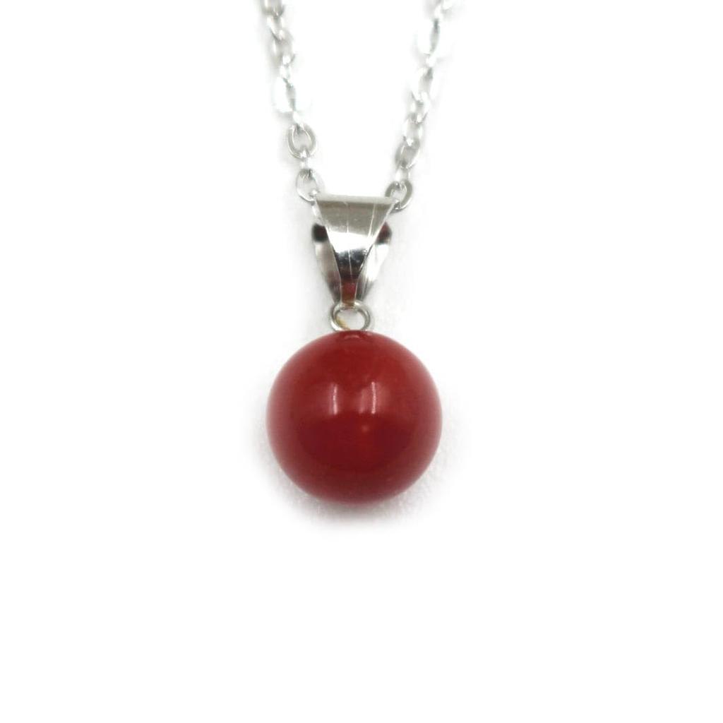 Coral Pendant Gift Wrapping Featuring 8mm Beads On a 14K White Gold Includes a 40cm Chain Be Changed To an 18K Gold Undyed Coral Blood-red (free