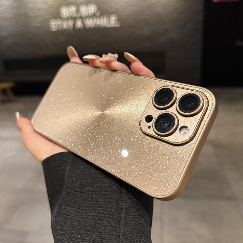 For IPhone 16 Promax Ice Crystal Sparkling Powder Phone Case for Apple 15 All Inclusive Anti Drop Magnetic Simple Protective Cover