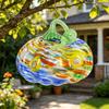 Cute Autumn Centerpiece Mini Hand Blown Glass Pumpkin Ornament, Collectible Thanksgiving Halloween Decoration Faux Crystal Hanging for Fall,