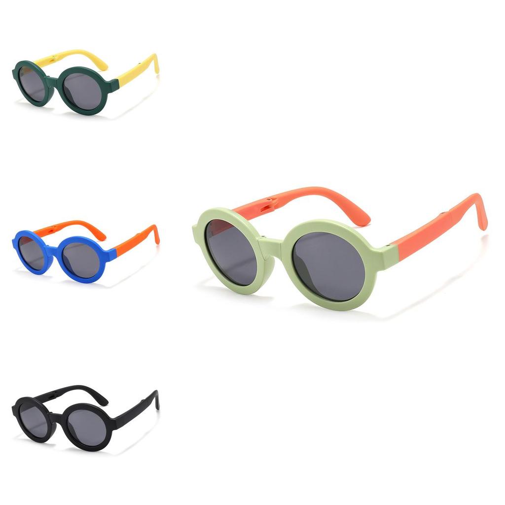 Childrens Sunglasses Foldable Round Frame Summer Outdoor Sun Protection Uv
