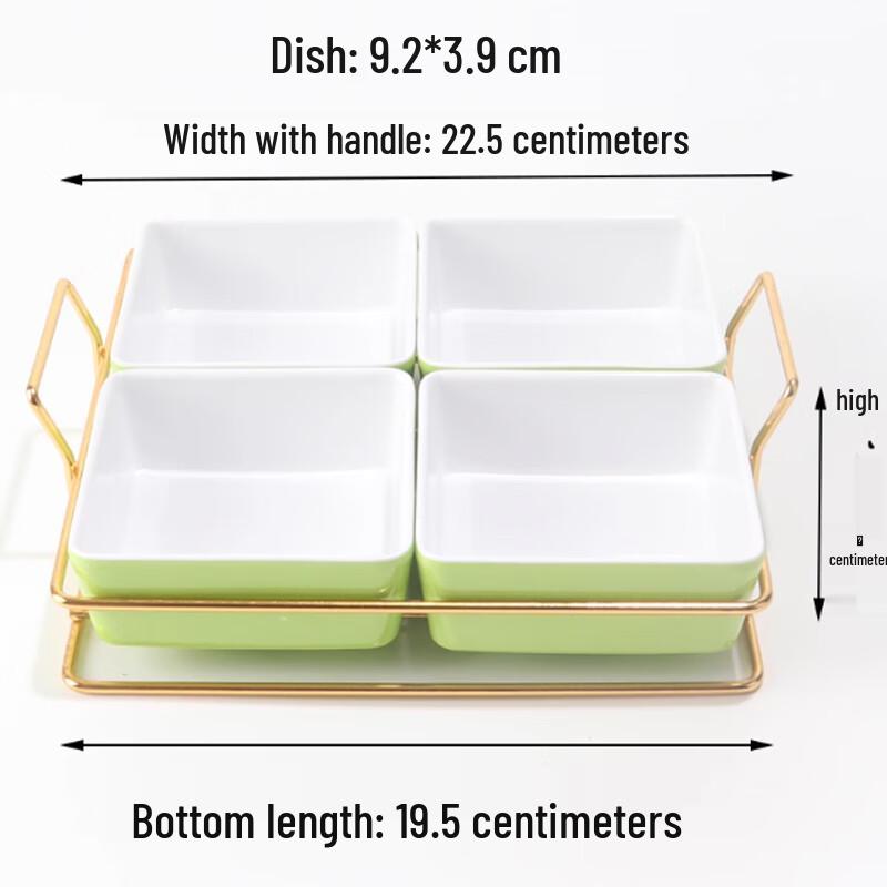 SPSR Acrylic Four-Compartment Divided Snack Platter, 3-Piece Set