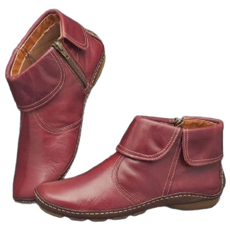 Women's Plus Size European American Style Cuffed Ankle Martin Boots Autumn Winter Leather Boots